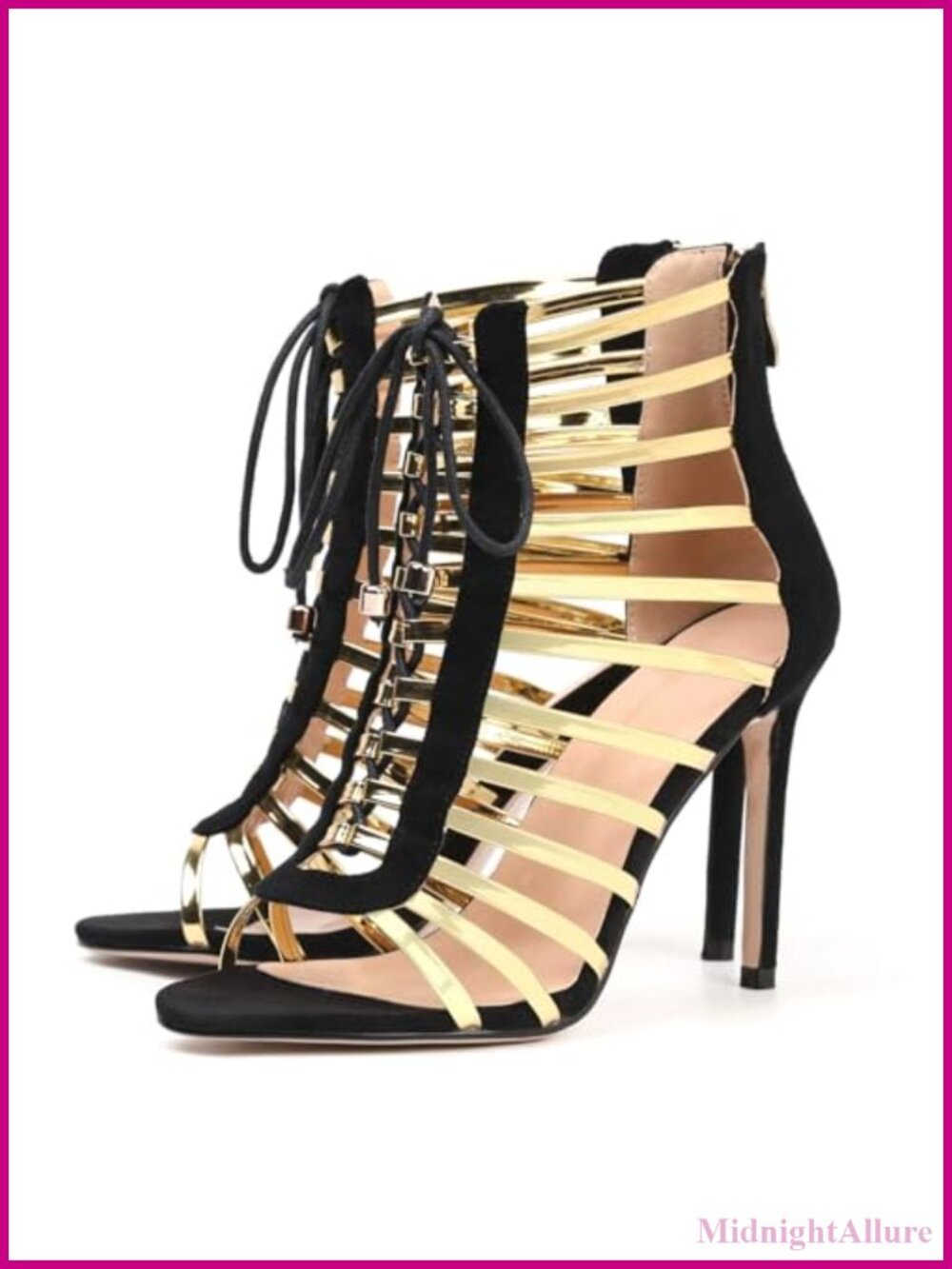 Sexy Lace Up Stiletto Heels Gladiator Sandals Gold Cage Strappy Party Club Shoes